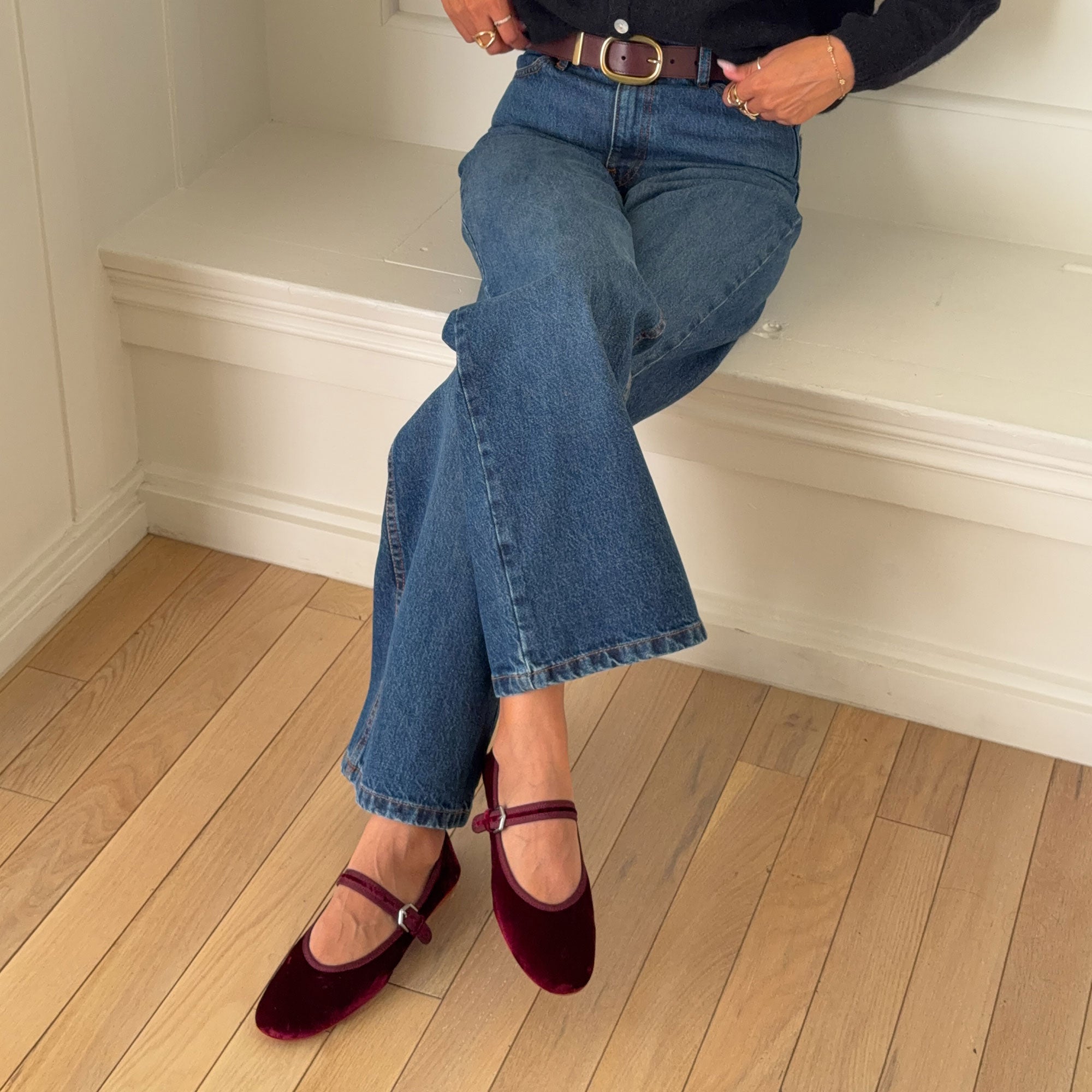 ROSLYN BALLET FLATS WINE VELVET - Image 4