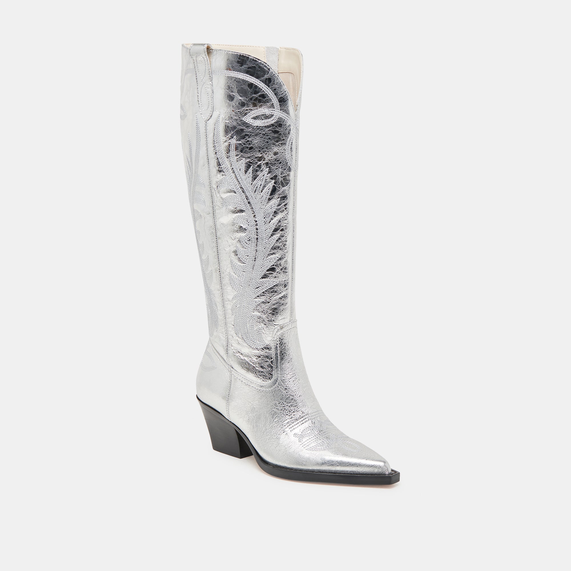 RYATT EXTRA WIDE CALF BOOTS SILVER DISTRESSED LEATHER - Image 2