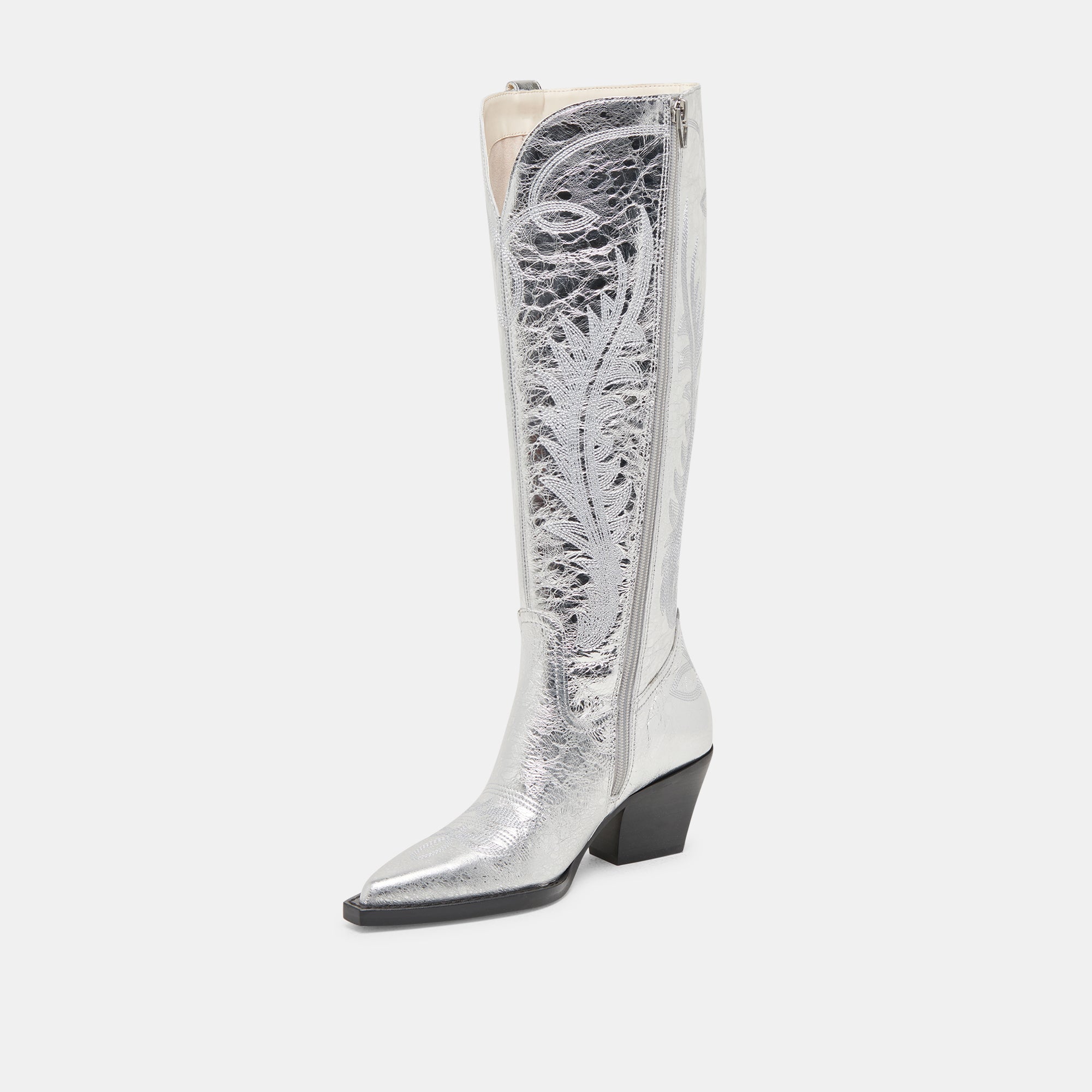 RYATT EXTRA WIDE CALF BOOTS SILVER DISTRESSED LEATHER - Image 4
