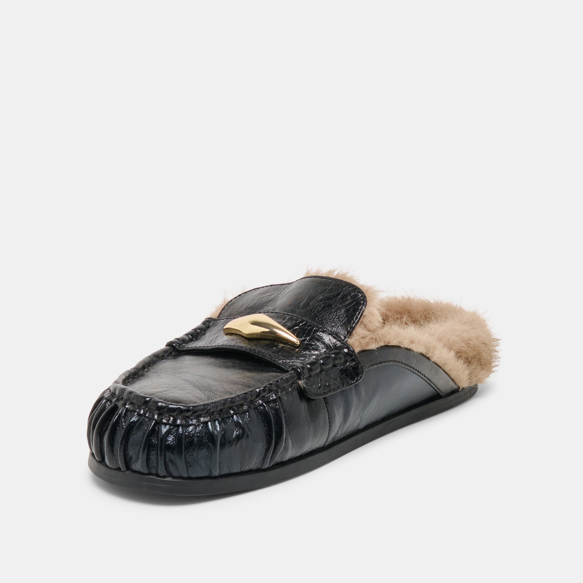 JODERO PLUSH FLATS BLACK LEATHER - Image 7