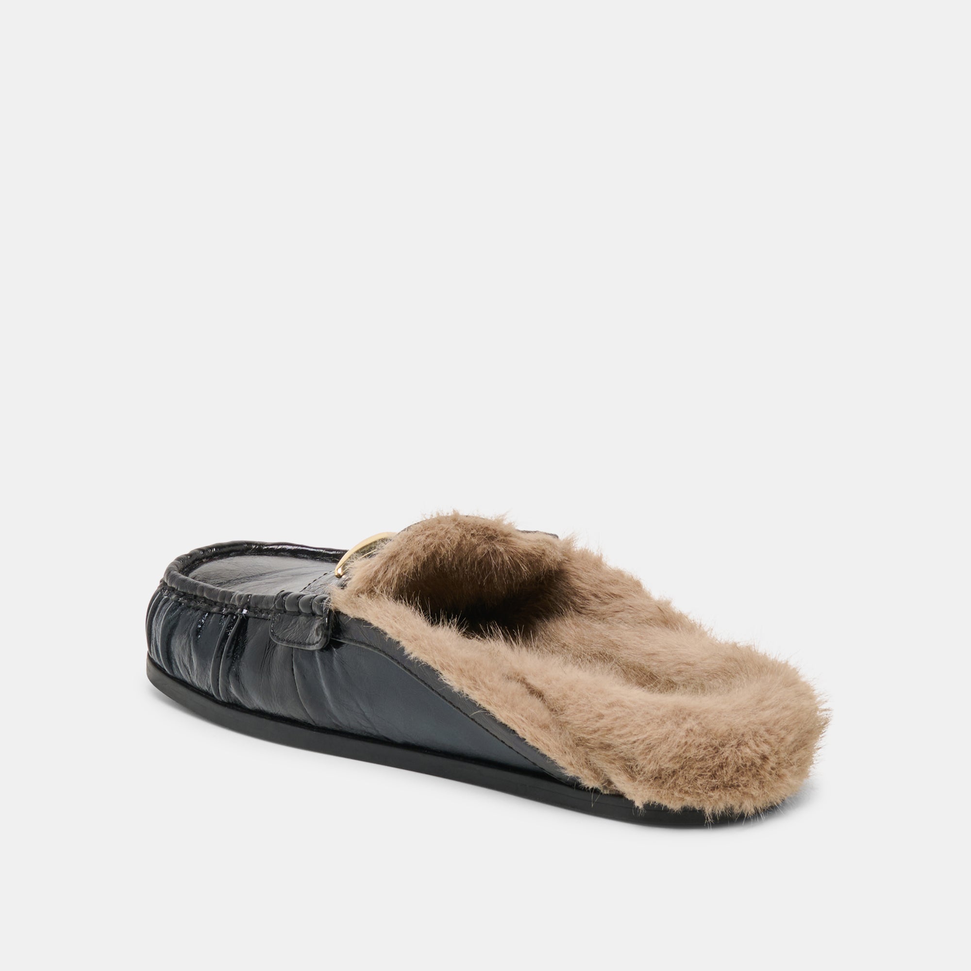 JODERO PLUSH FLATS BLACK LEATHER - Image 8