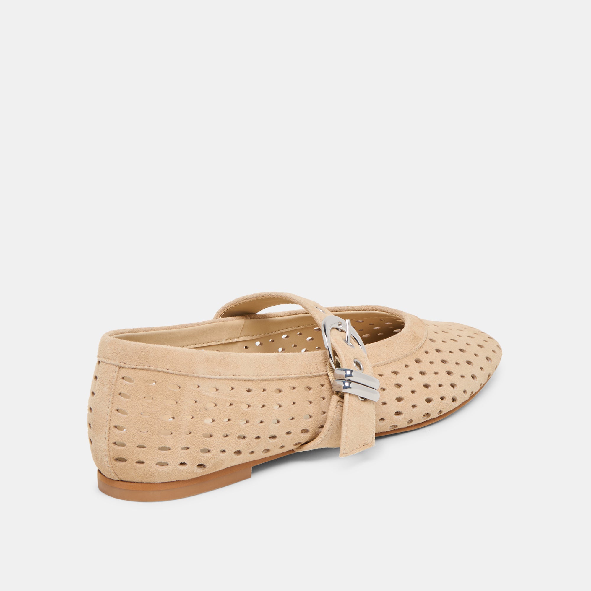MIKEL BALLET FLATS CAMEL PERFORATED SUEDE - Image 5
