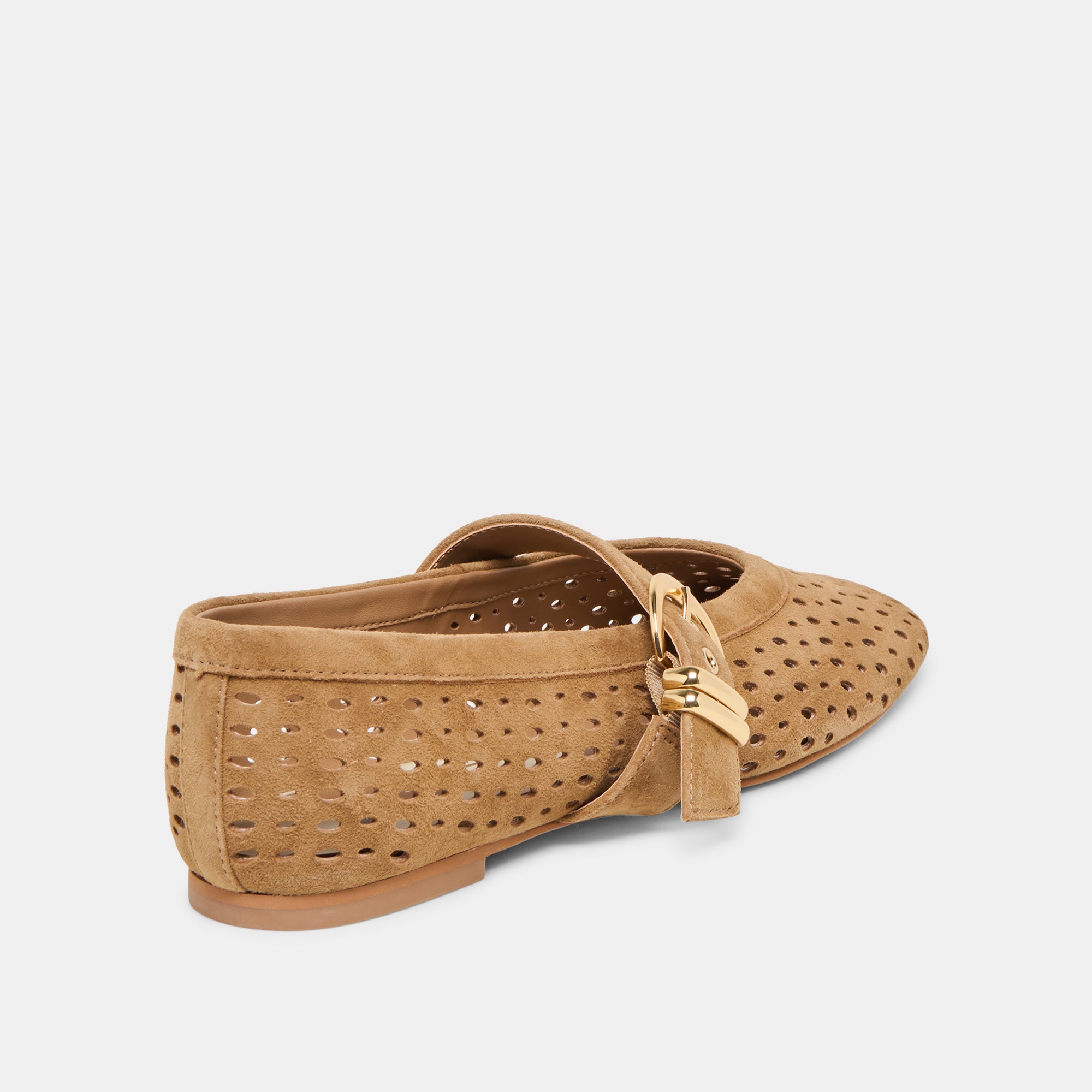 MIKEL BALLET FLATS LT BROWN PERFORATED SUEDE - Image 5