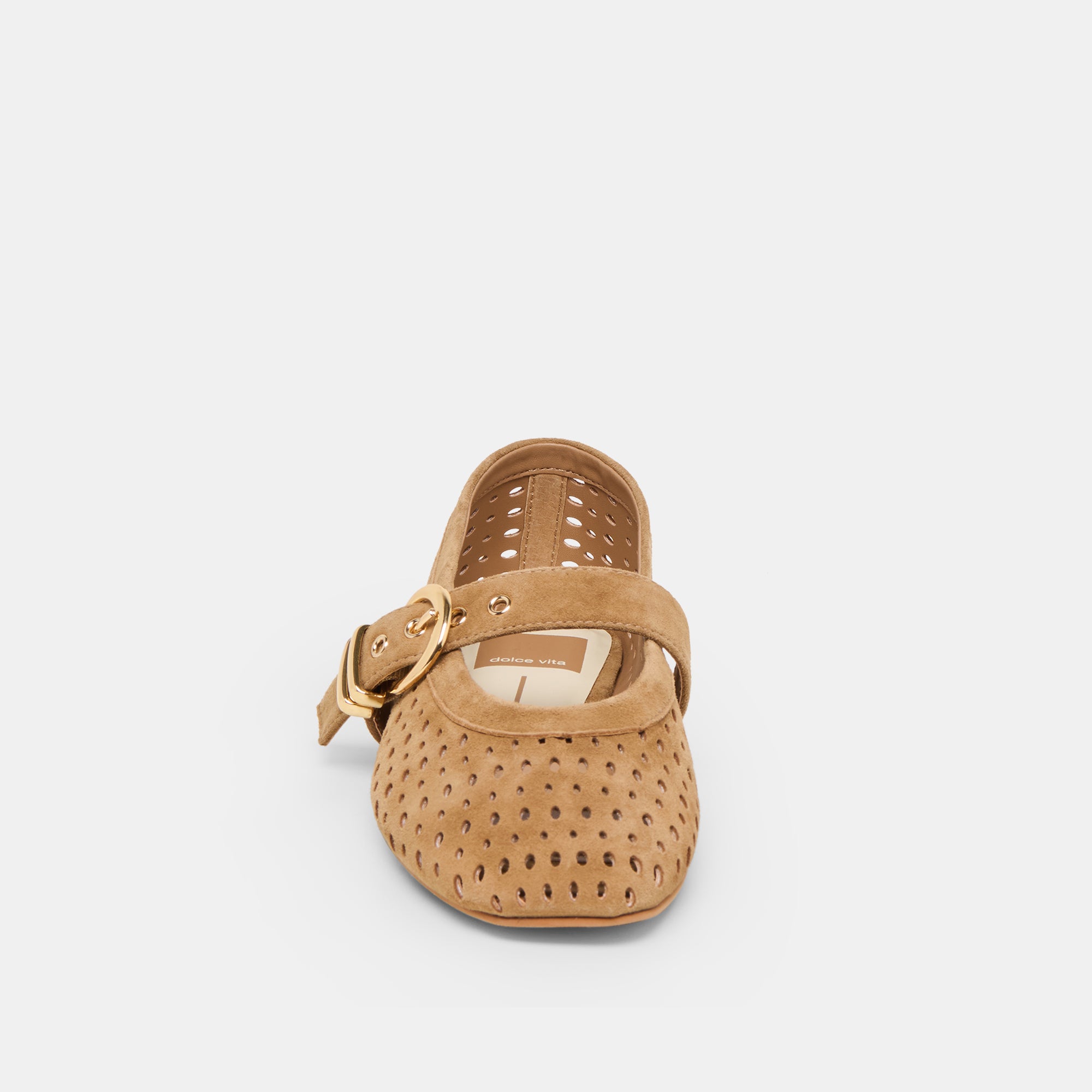 MIKEL BALLET FLATS LT BROWN PERFORATED SUEDE - Image 8
