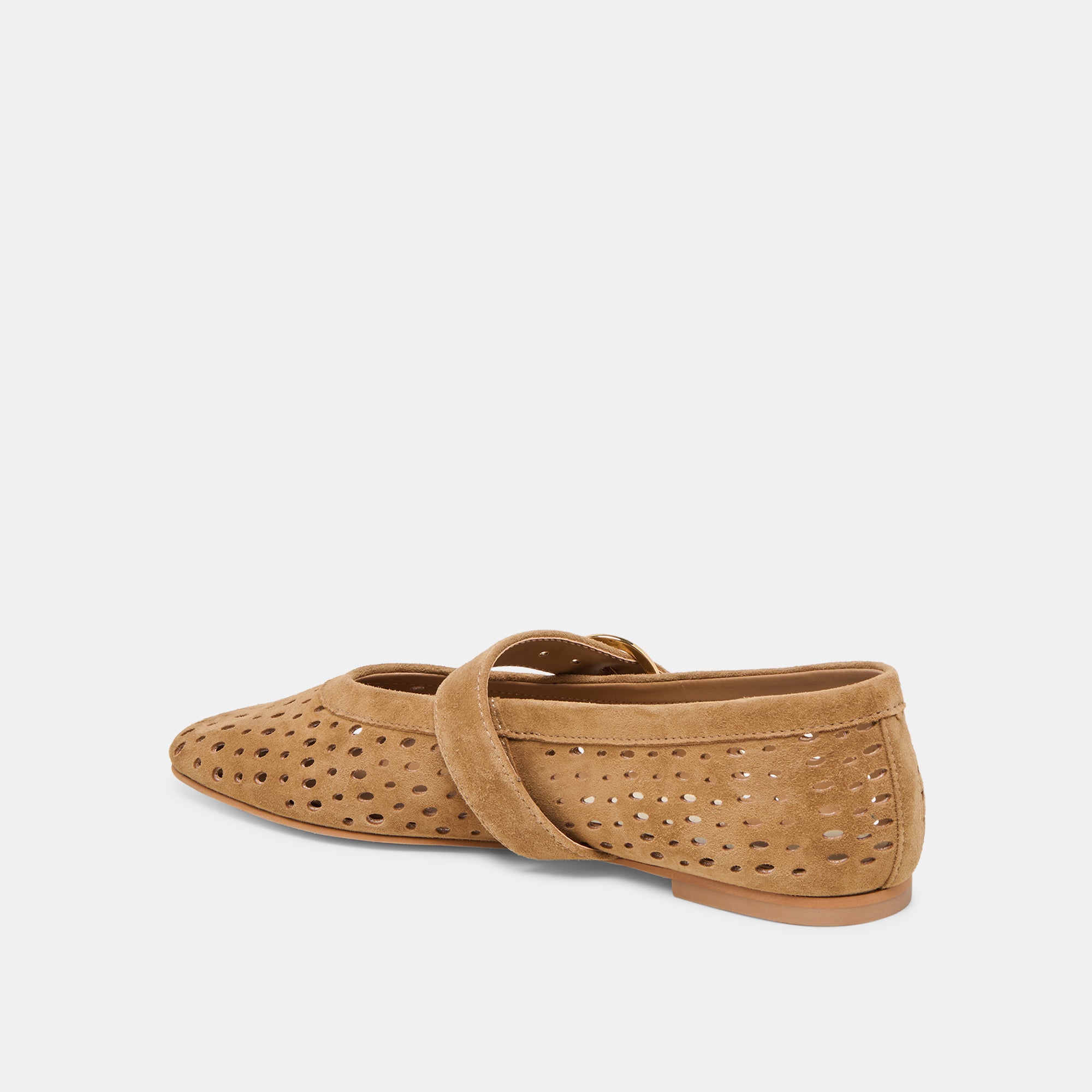 MIKEL BALLET FLATS LT BROWN PERFORATED SUEDE - Image 7