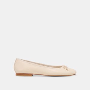 RITLA WIDE BALLET FLATS BONE LEATHER