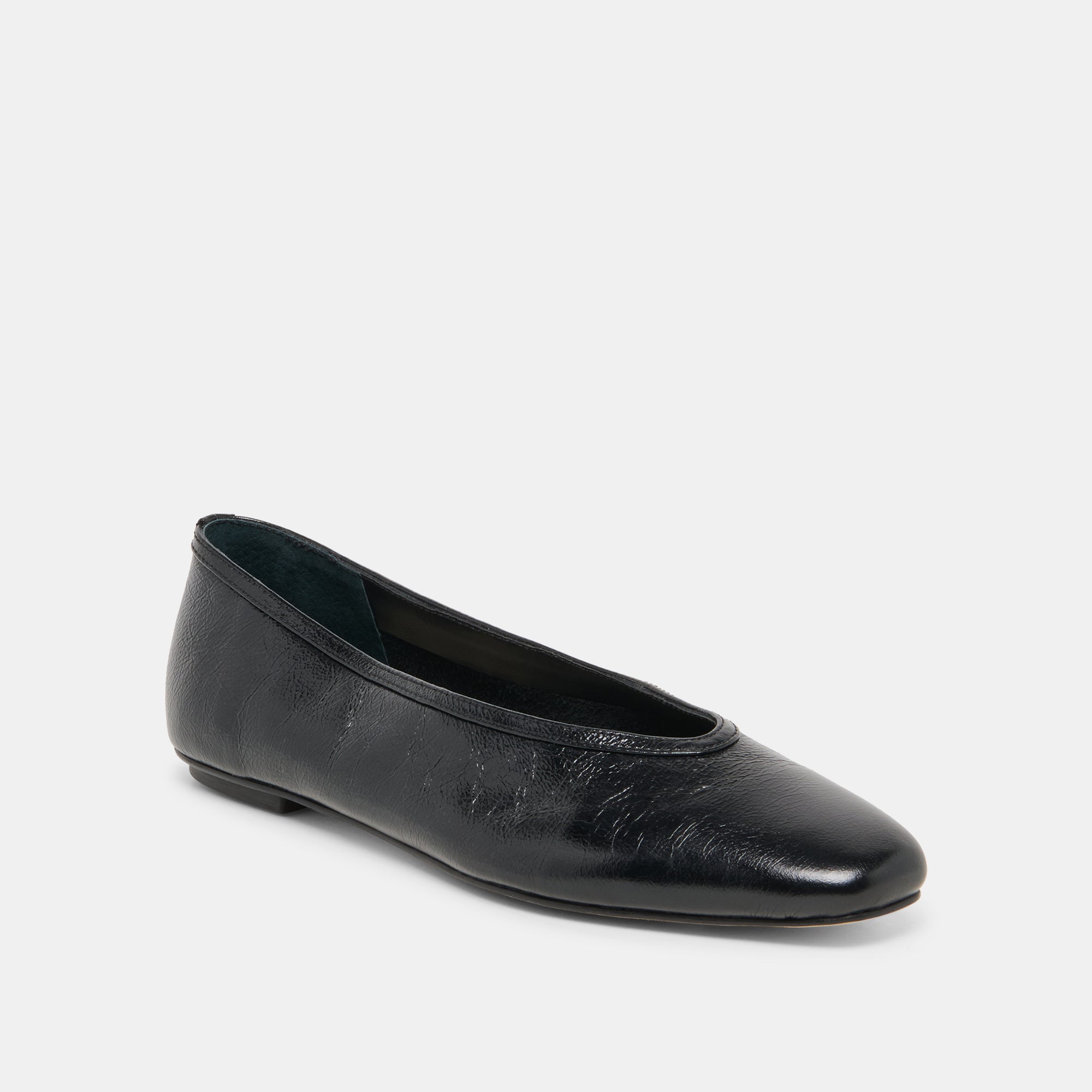 CARET BALLET FLATS BLACK LEATHER - Image 2