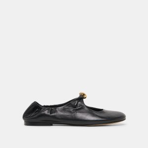 CORNEL FLATS BLACK LEATHER