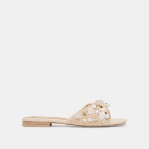LIZZA SANDALS OATMEAL BEADED RAFFIA