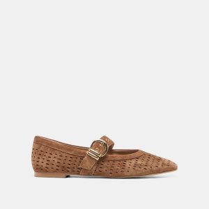 MIKELA BALLET FLATS COCOA PERFORATED SUEDE