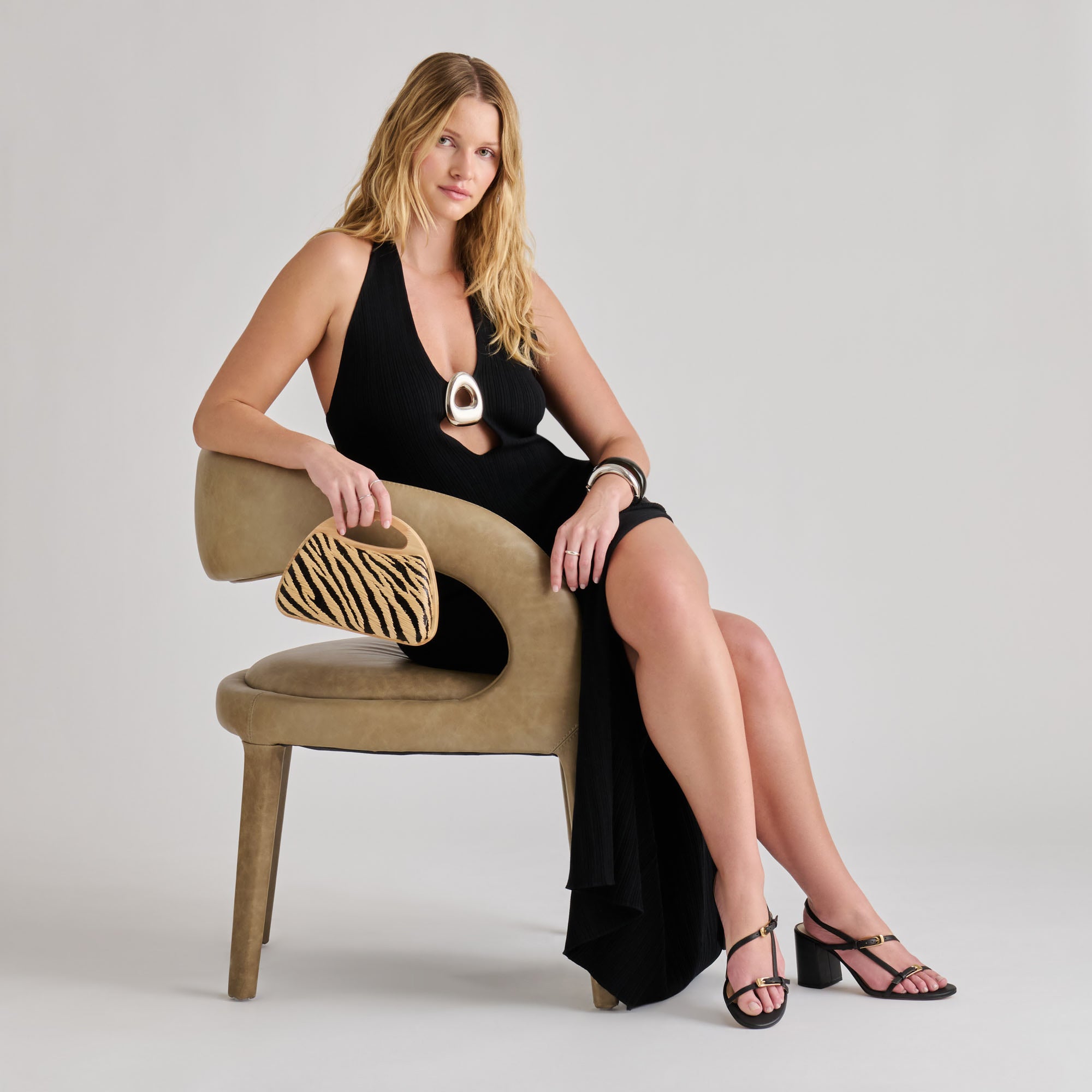 MAELIE HANDBAG BLACK NATURAL ZEBRA RAFFIA - Image 6