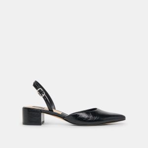 CAREL WIDE HEELS MIDNIGHT CRINKLE PATENT LEATHER