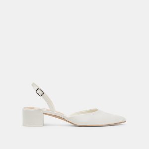 CAREL WIDE HEELS TRUE WHITE SATIN