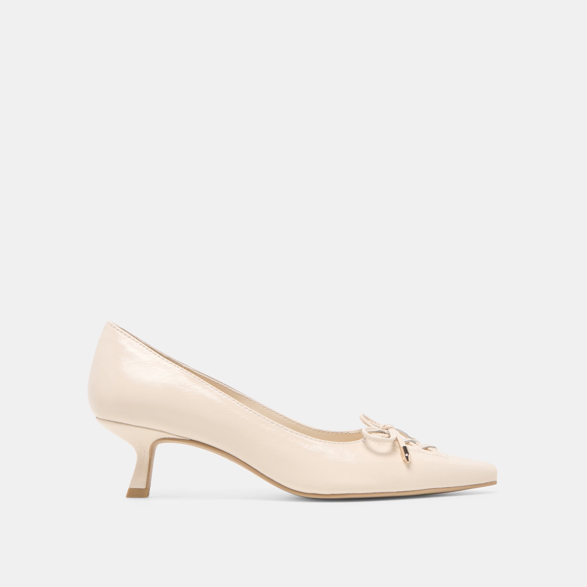 CLARIE HEELS BONE CRINKLE PATENT LEATHER