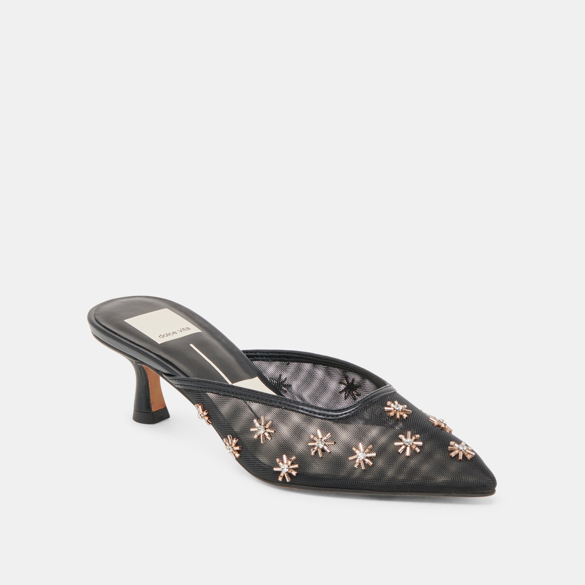 CLARA WIDE HEELS BLACK MESH - Image 2