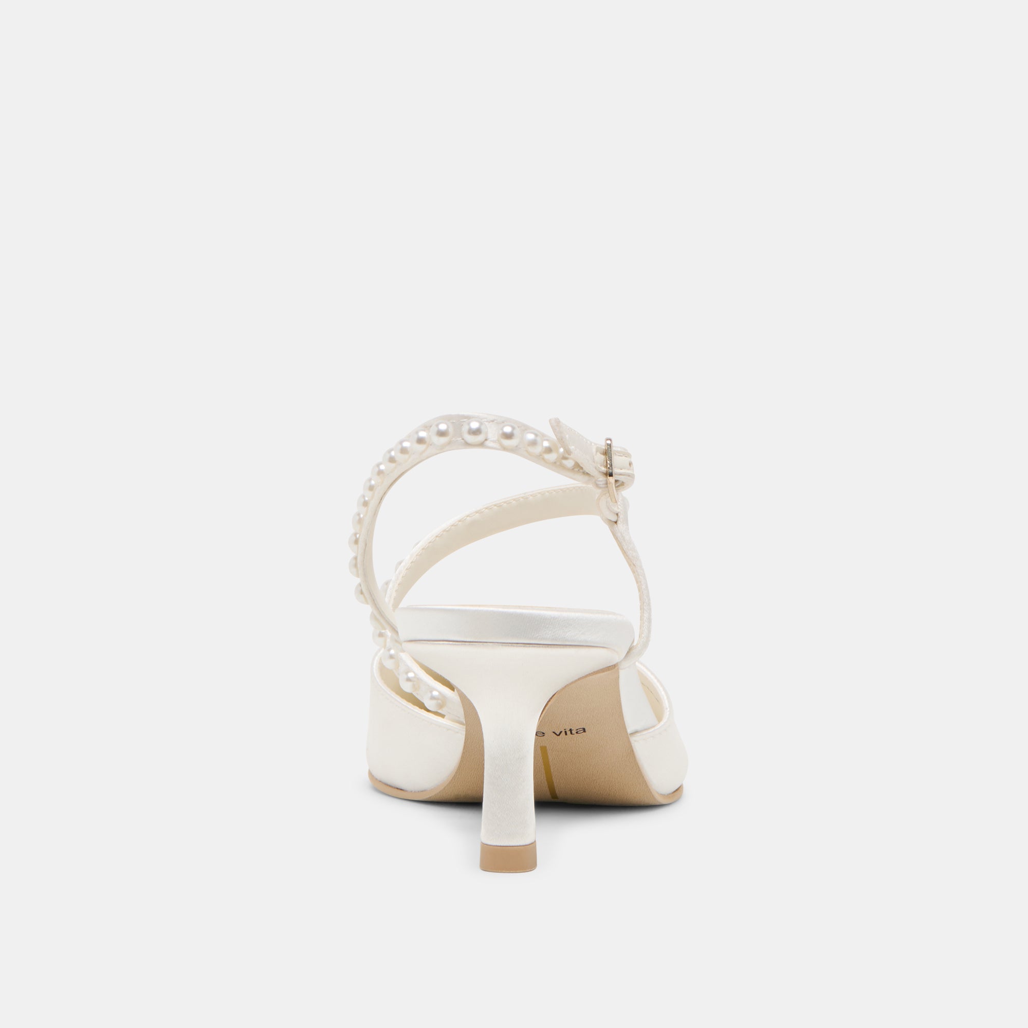 KAMRA PEARL MID HEELS TRUE WHITE SATIN - Image 12