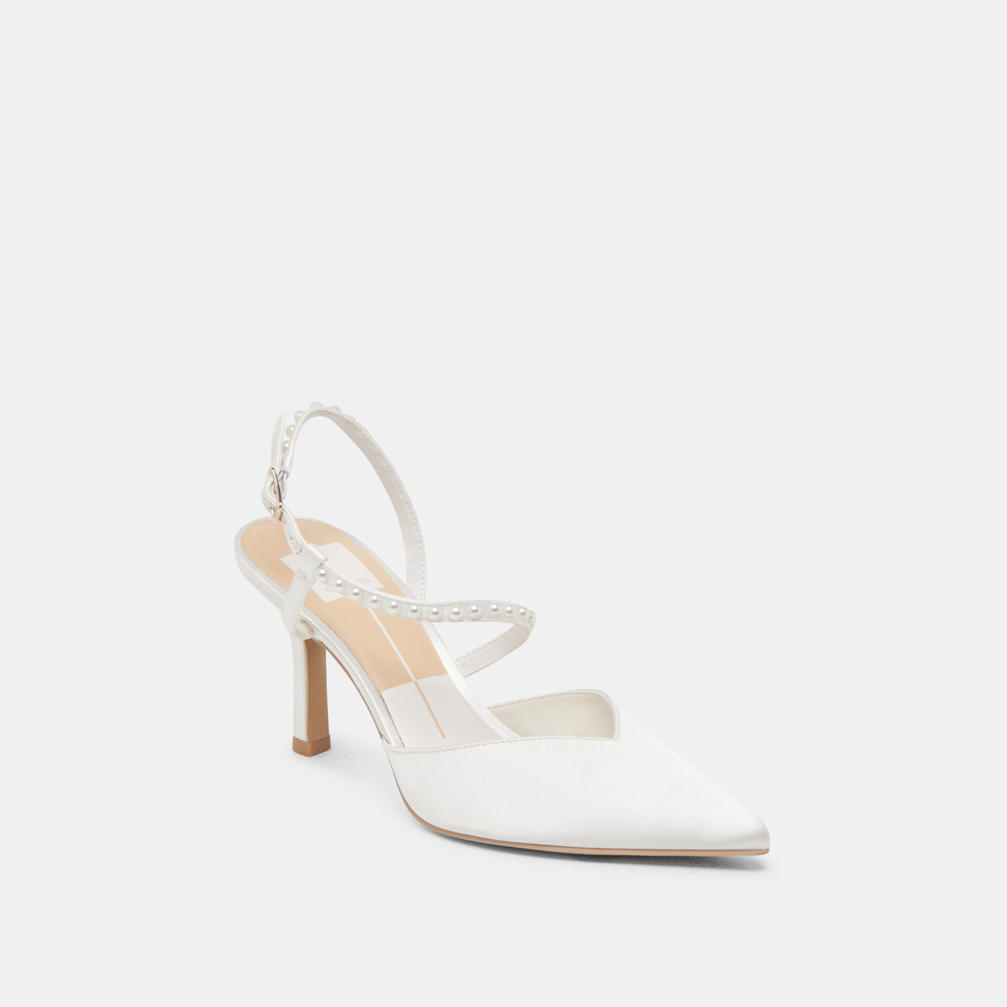KAMRA PEARL HEELS TRUE WHITE SATIN - Image 3