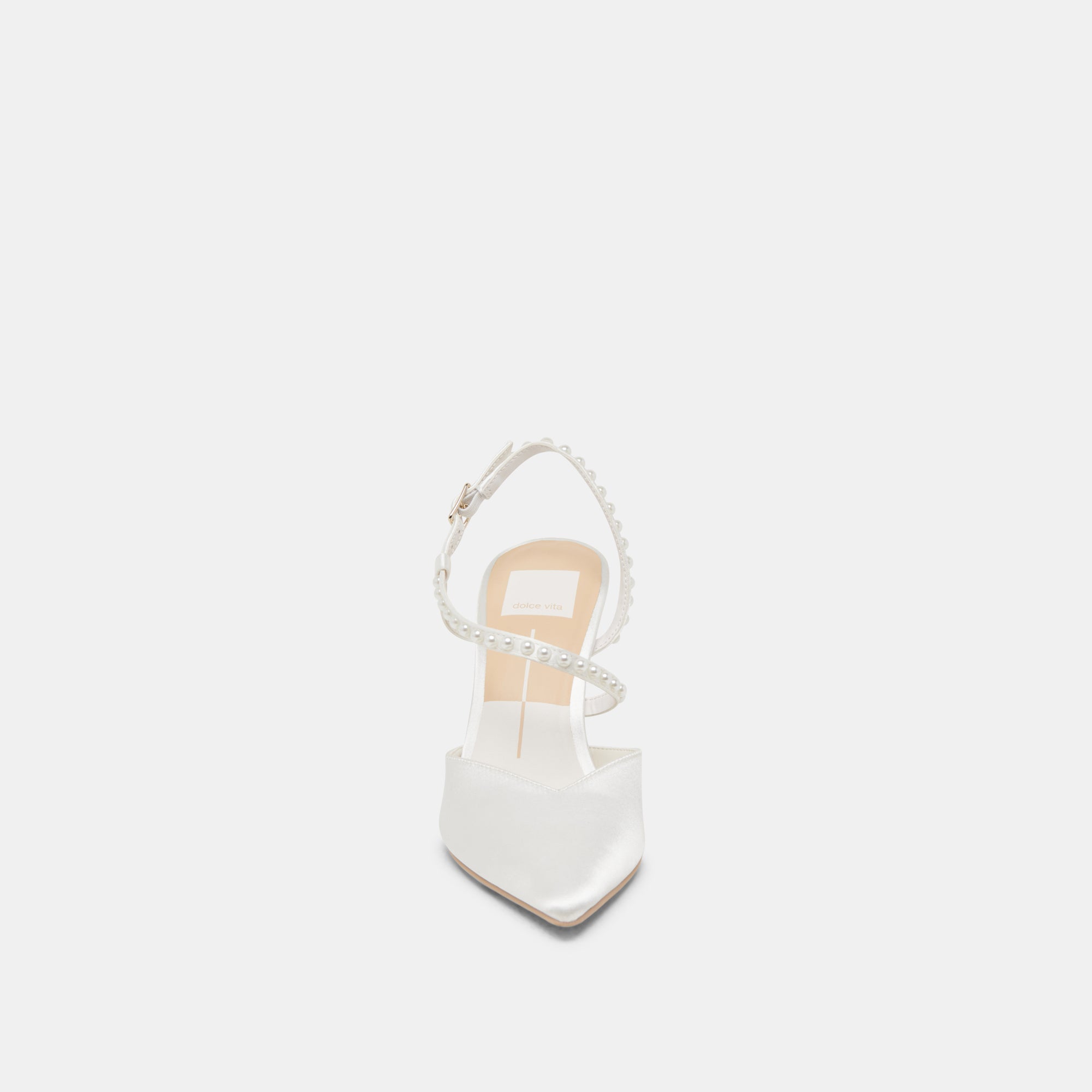 KAMRA PEARL HEELS TRUE WHITE SATIN - Image 8