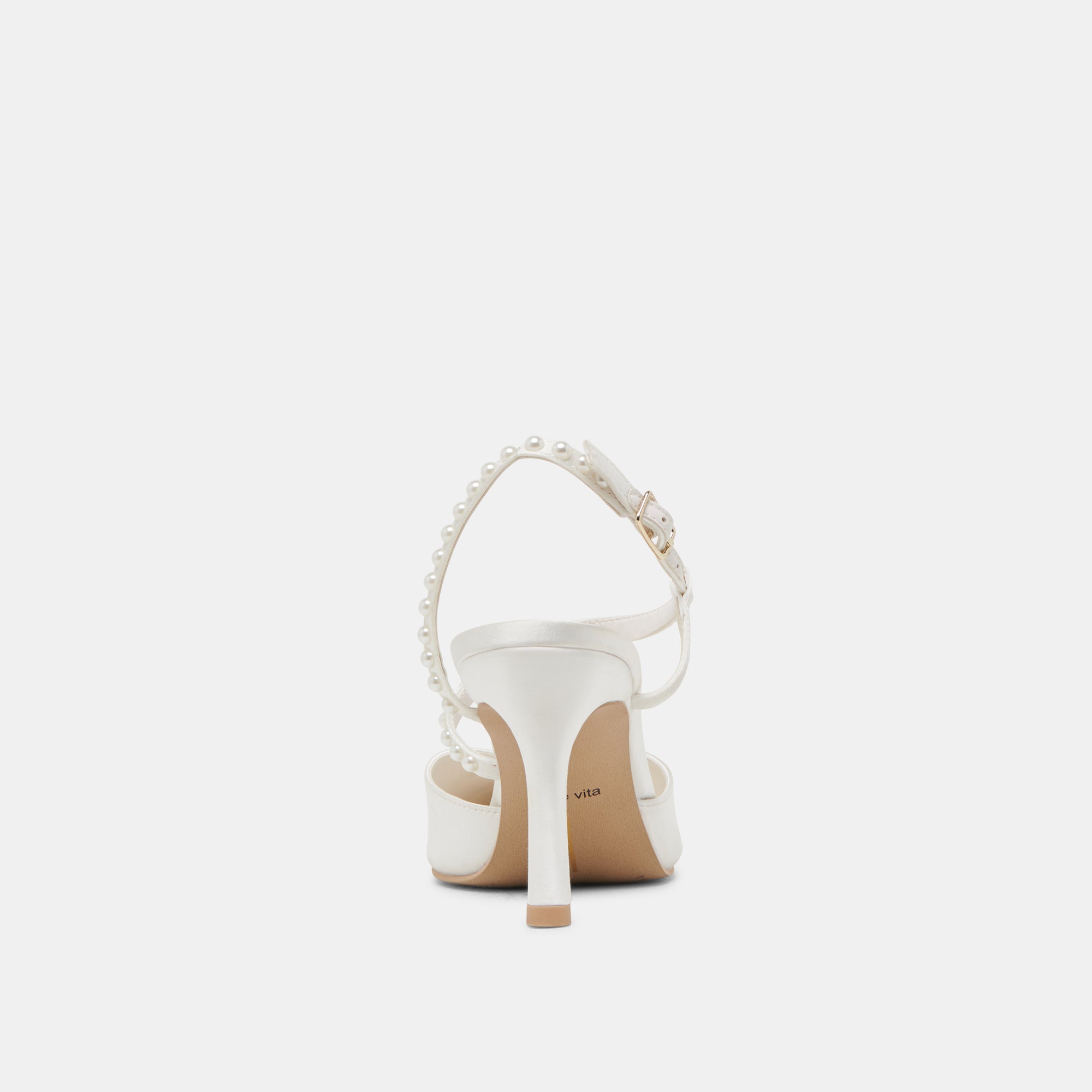 KAMRA PEARL HEELS TRUE WHITE SATIN - Image 9