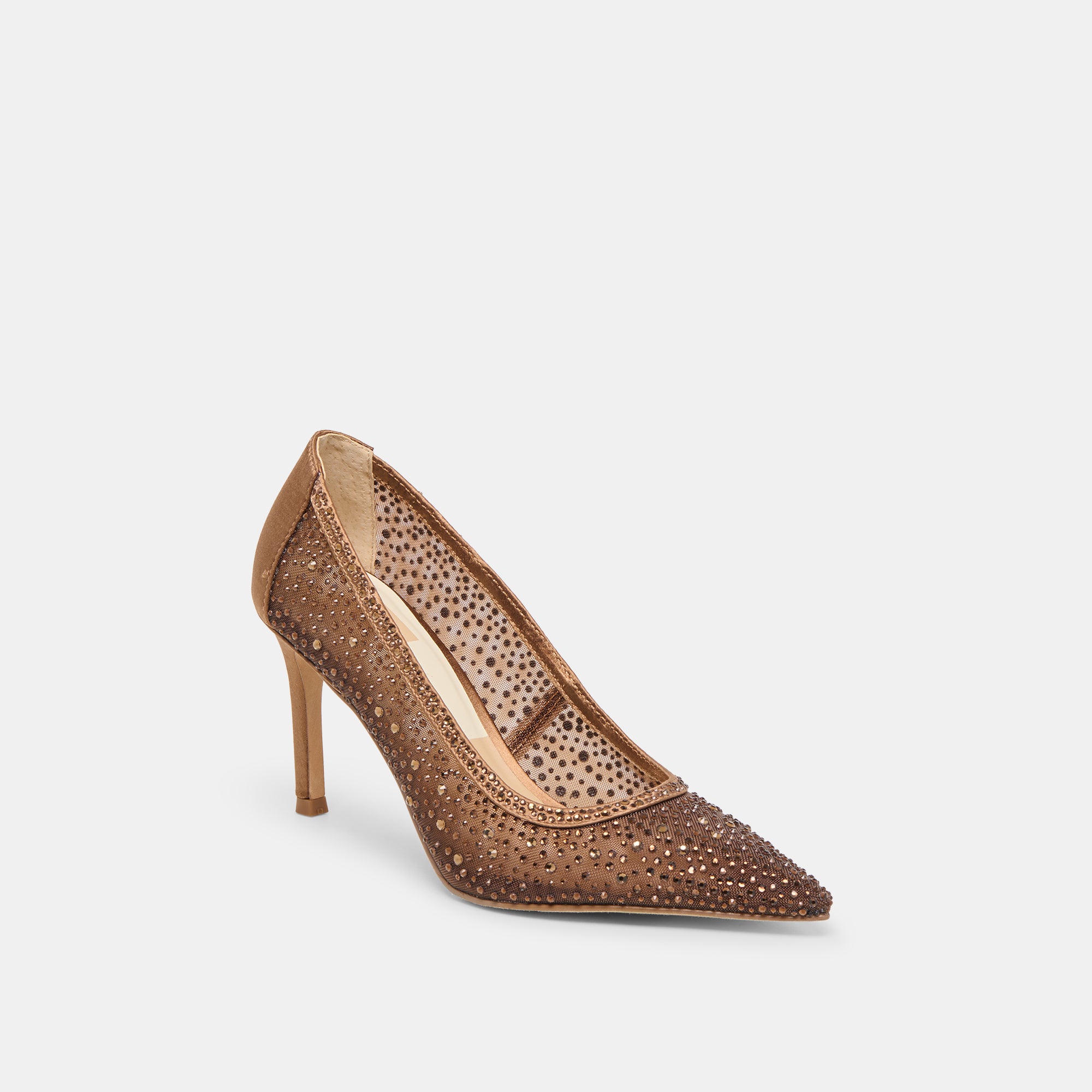 KASHE CRYSTAL HEELS MID BROWN MESH - Image 3