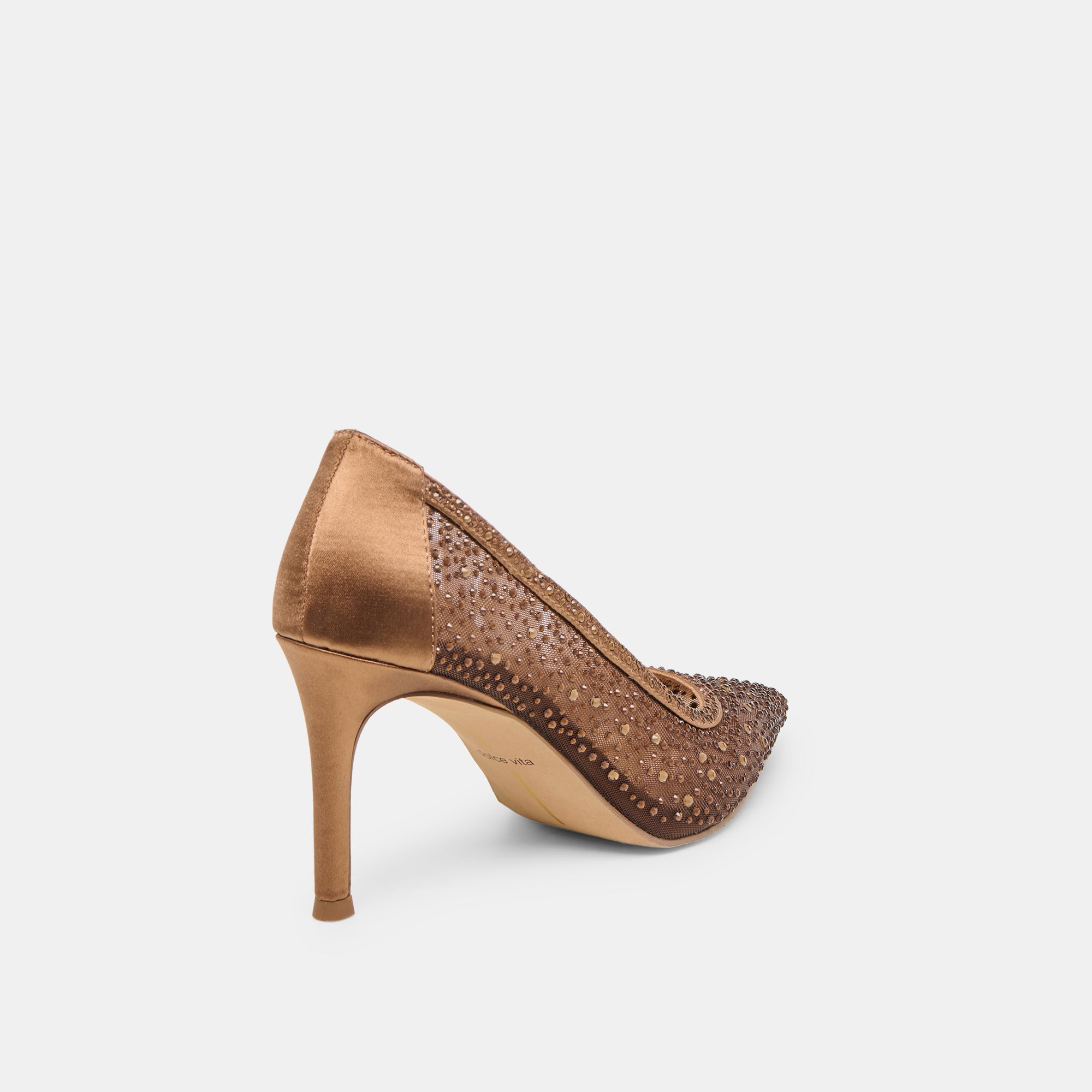 KASHE CRYSTAL HEELS MID BROWN MESH - Image 5