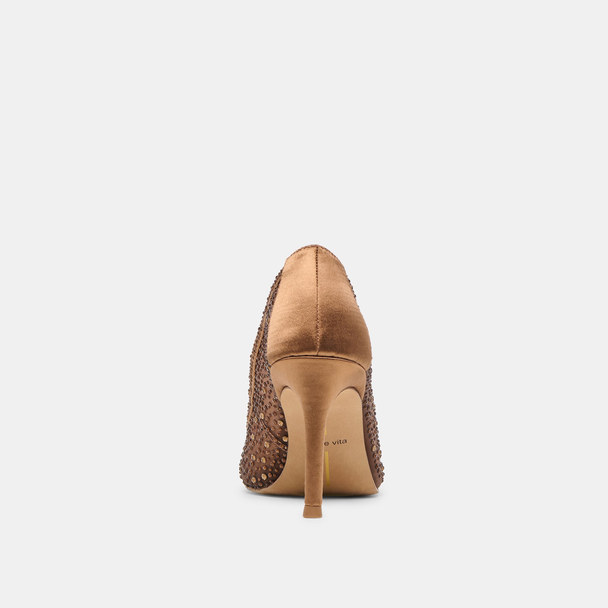 KASHE CRYSTAL HEELS MID BROWN MESH - Image 9