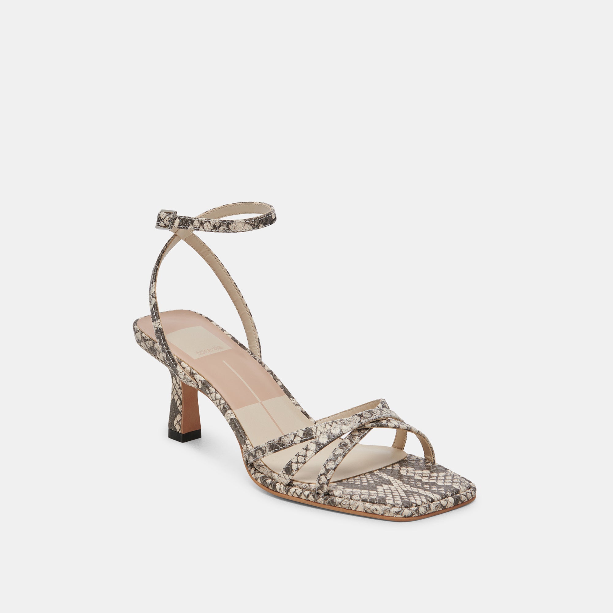 MANJI HEELS BLACK WHITE EMBOSSED SNAKE - Image 2