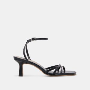 MANJI WIDE HEELS MIDNIGHT PATENT LEATHER