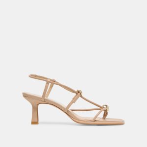 MYLEE WIDE HEELS LIGHT TAN LEATHER