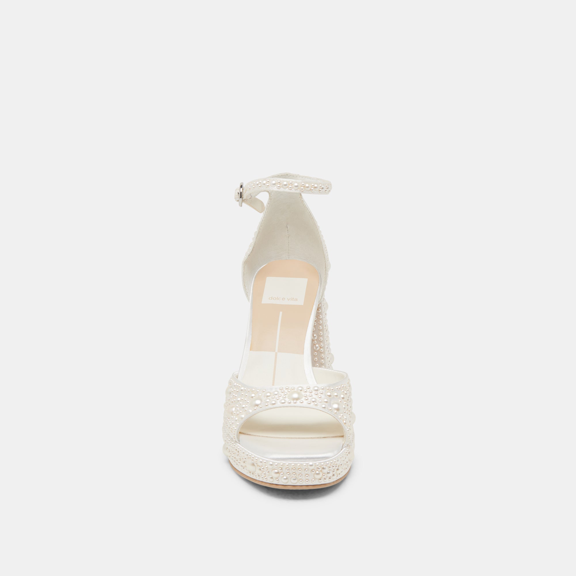 PANDRO PEARL HEELS TRUE WHITE SATIN - Image 8
