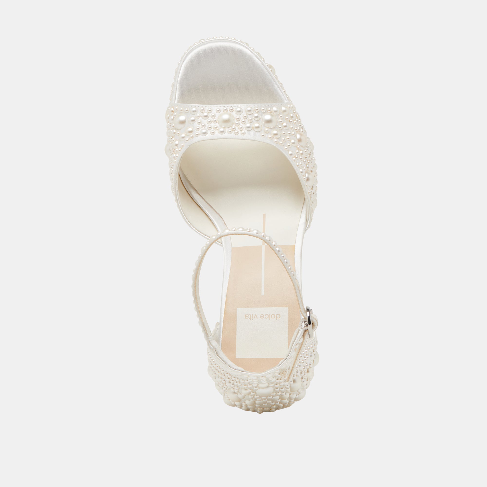 PANDRO PEARL HEELS TRUE WHITE SATIN - Image 10