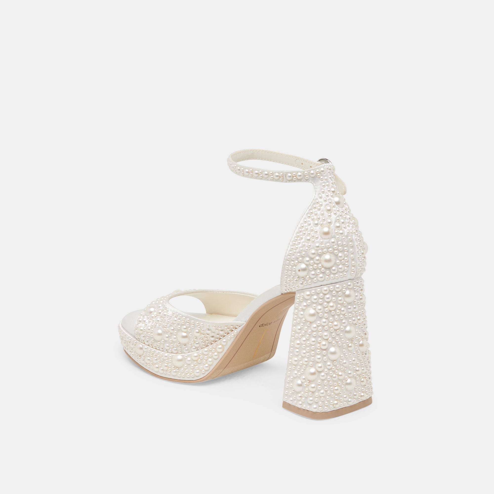 PANDRO PEARL HEELS TRUE WHITE SATIN - Image 7