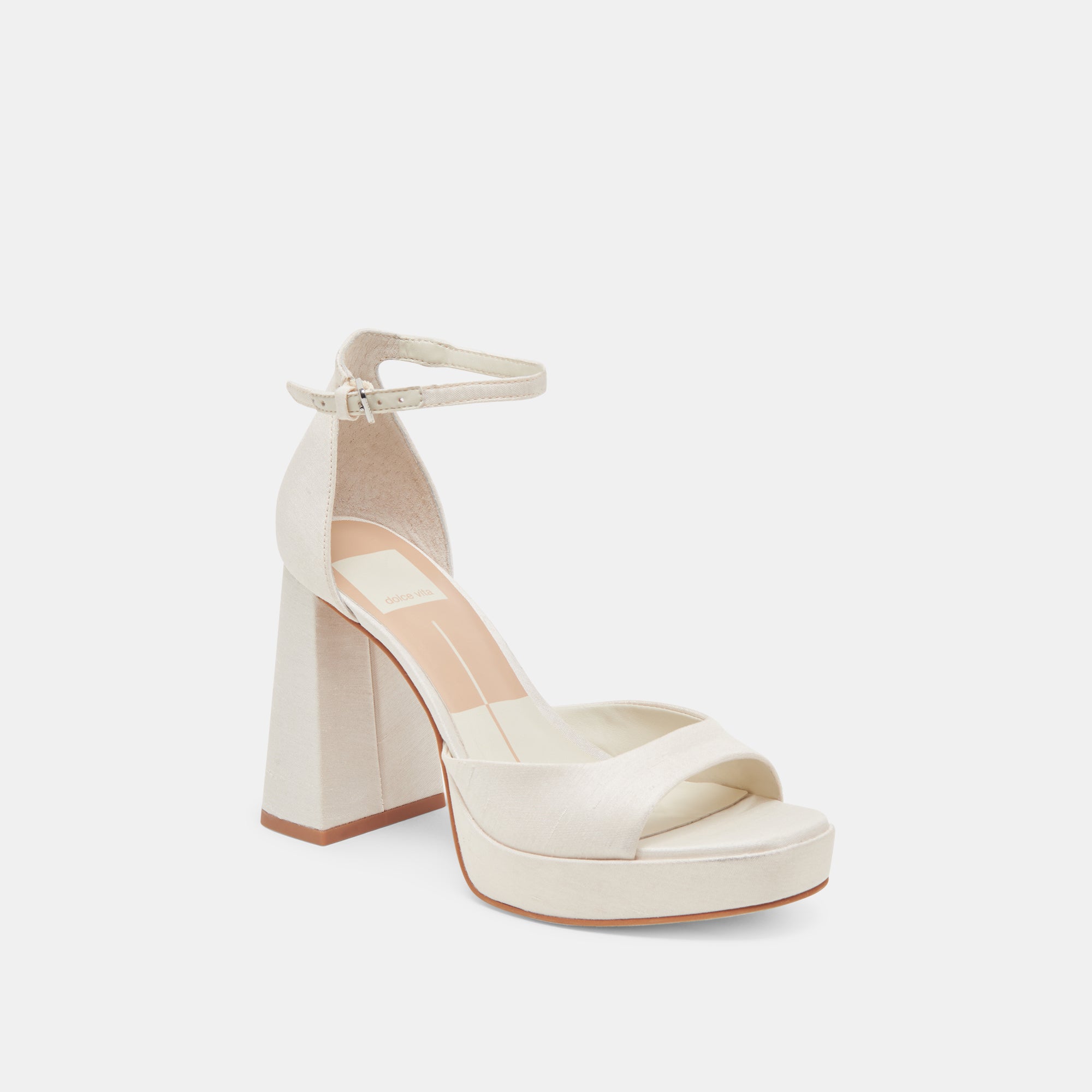 PANDRO WIDE HEELS WHITE SATIN - Image 2