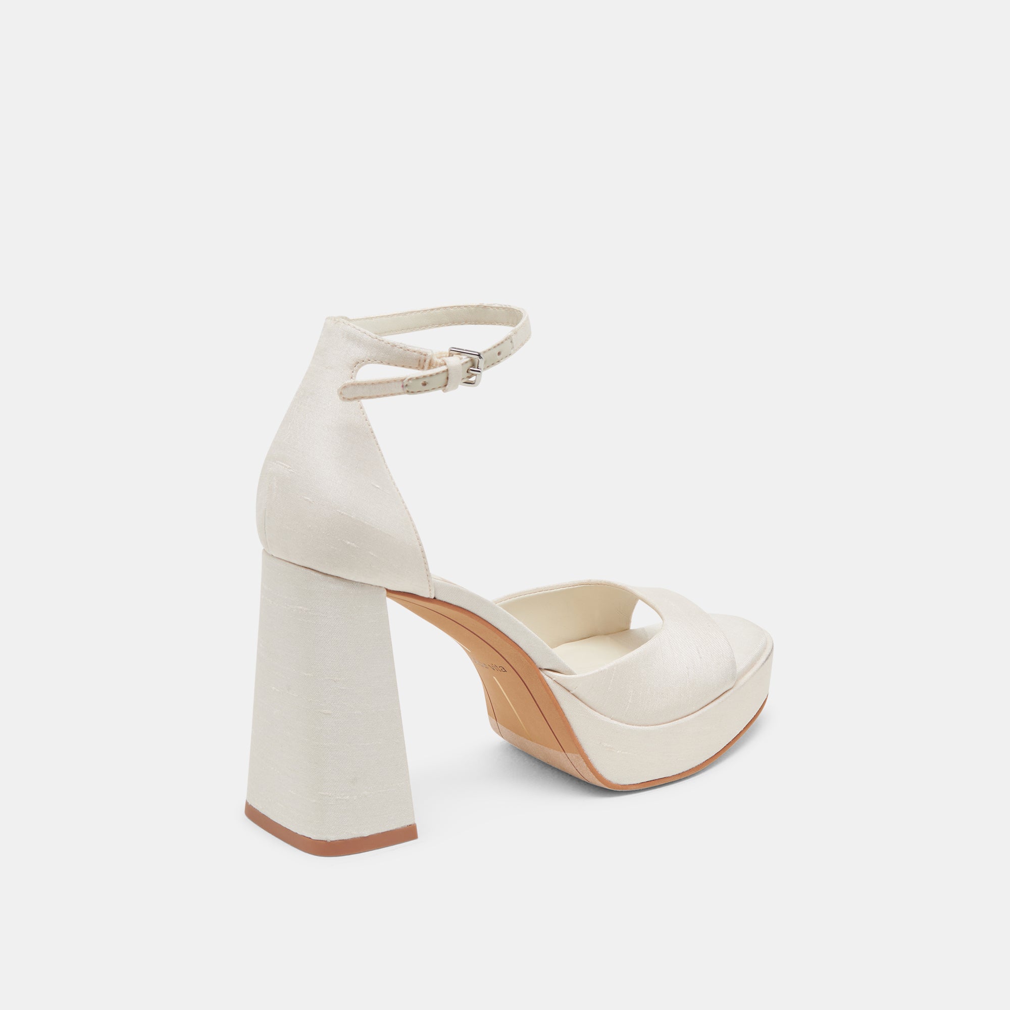 PANDRO WIDE HEELS WHITE SATIN - Image 3