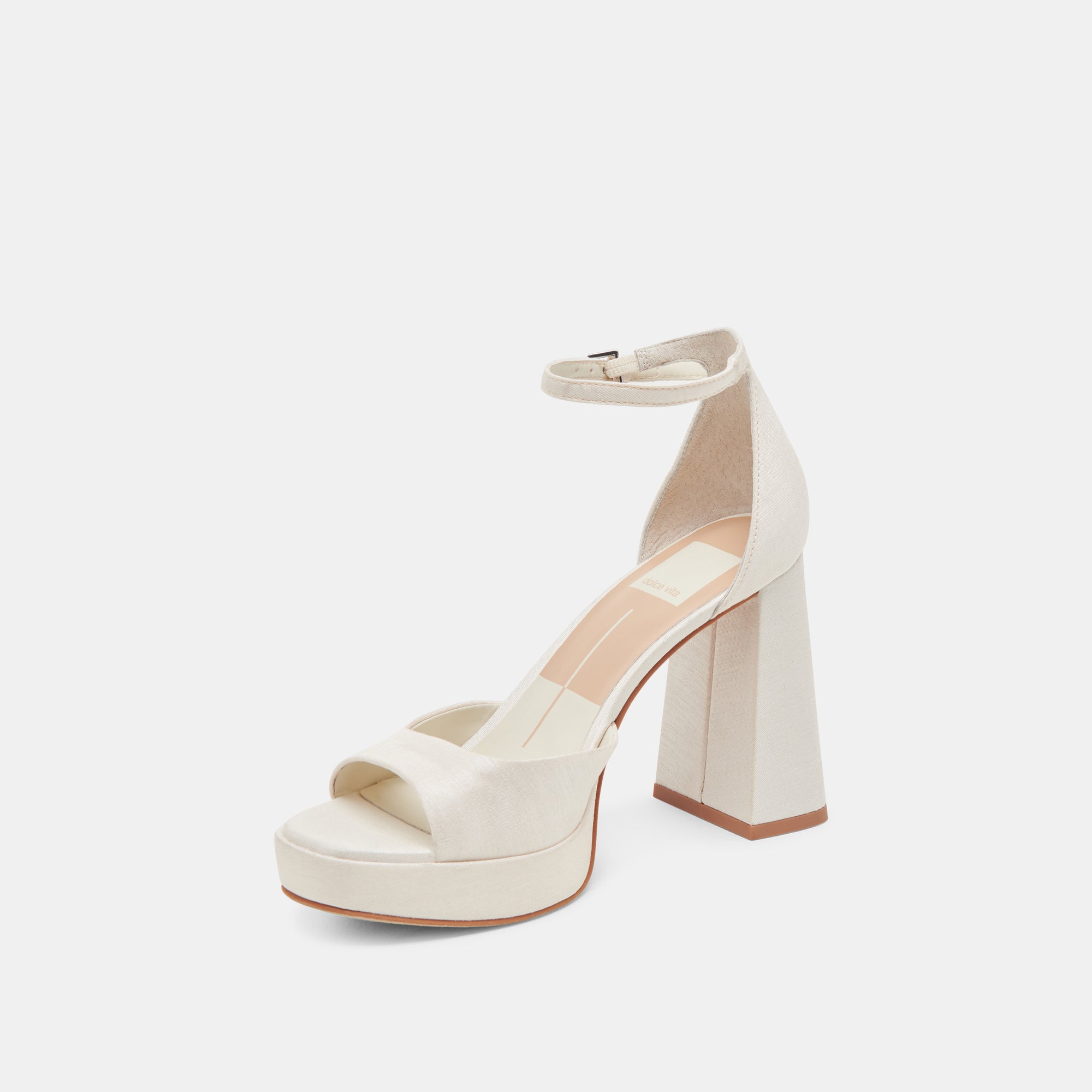PANDRO WIDE HEELS WHITE SATIN - Image 4