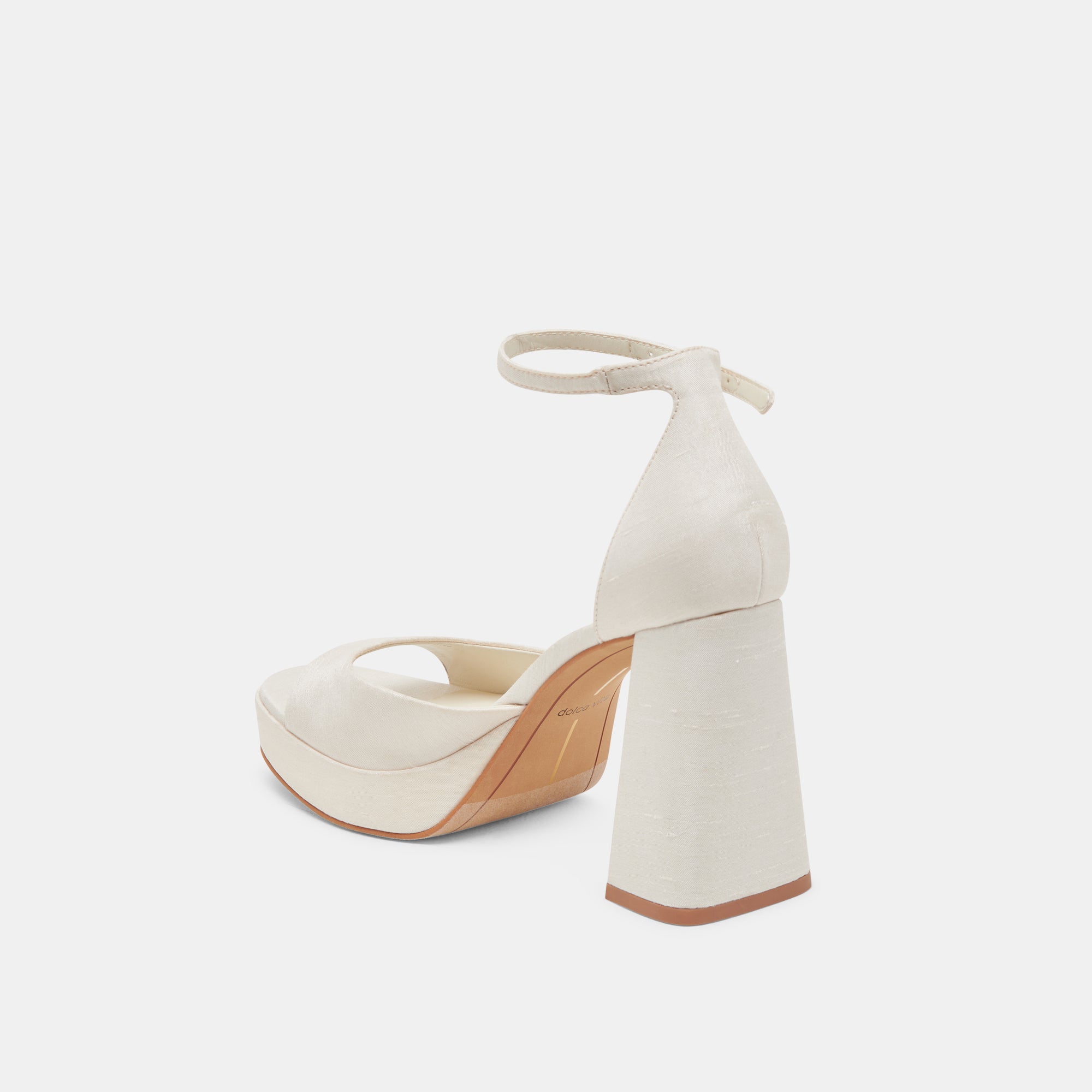 PANDRO WIDE HEELS WHITE SATIN - Image 5
