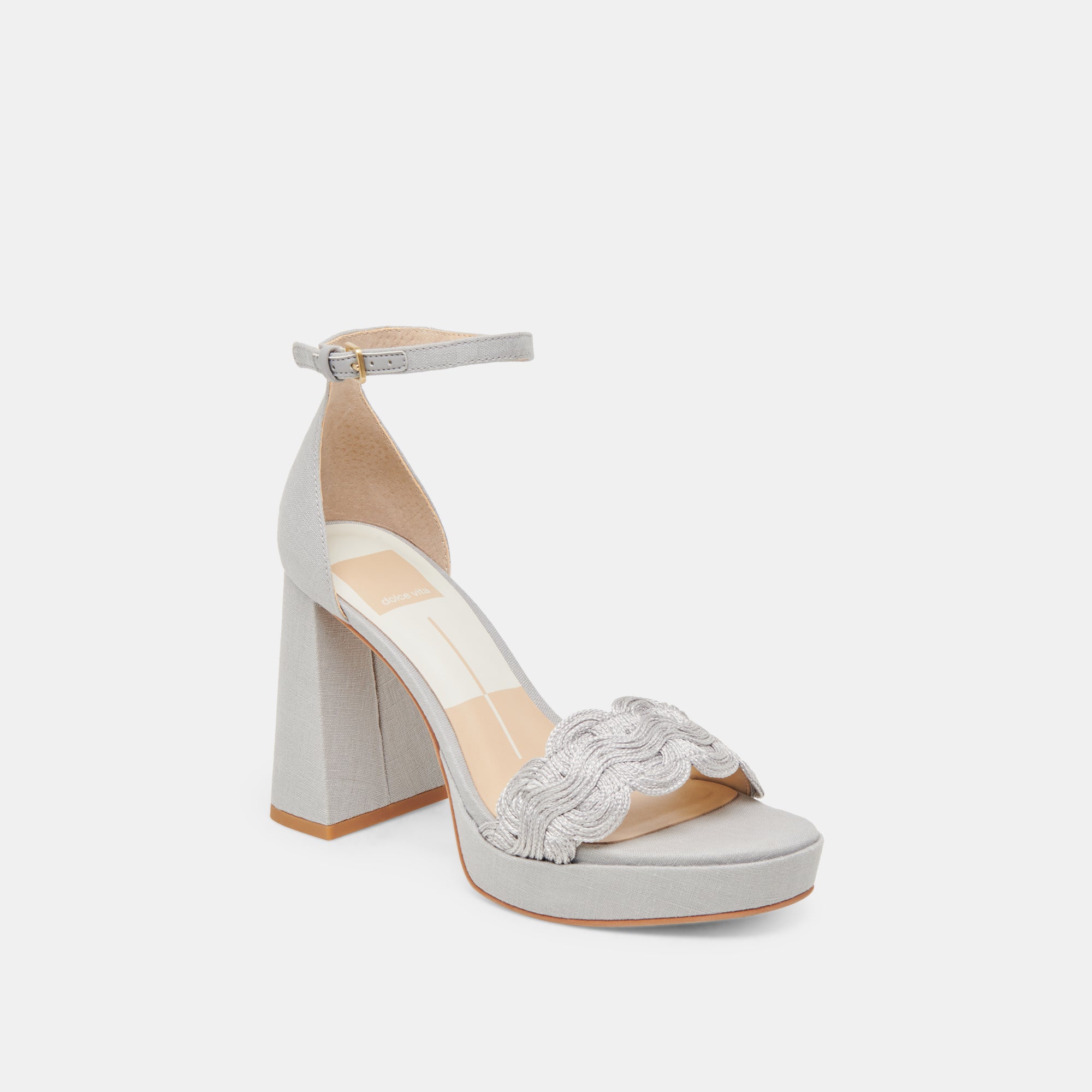 PELTIN HEELS GREY WOVEN RAFFIA - Image 3