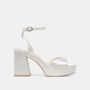 FELICA HEELS WHITE SATIN