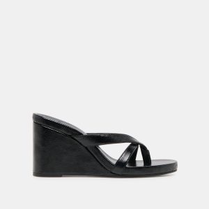 HELAN WEDGES BLACK LEATHER
