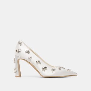 KAYNA RHINESTONE HEELS WHITE SATIN