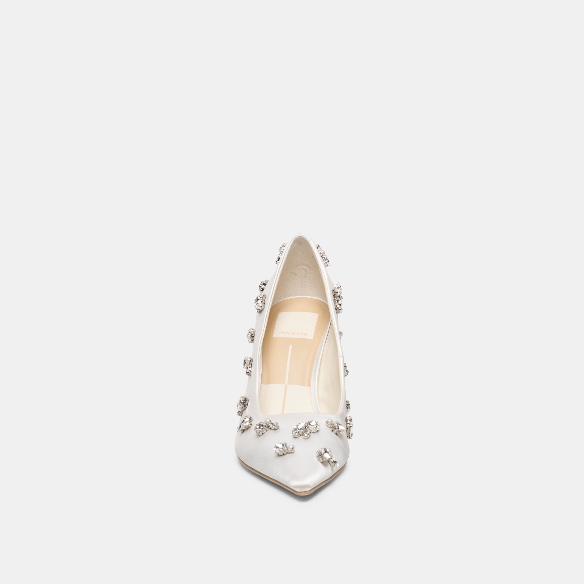 KAYNA RHINESTONE HEELS WHITE SATIN - Image 6