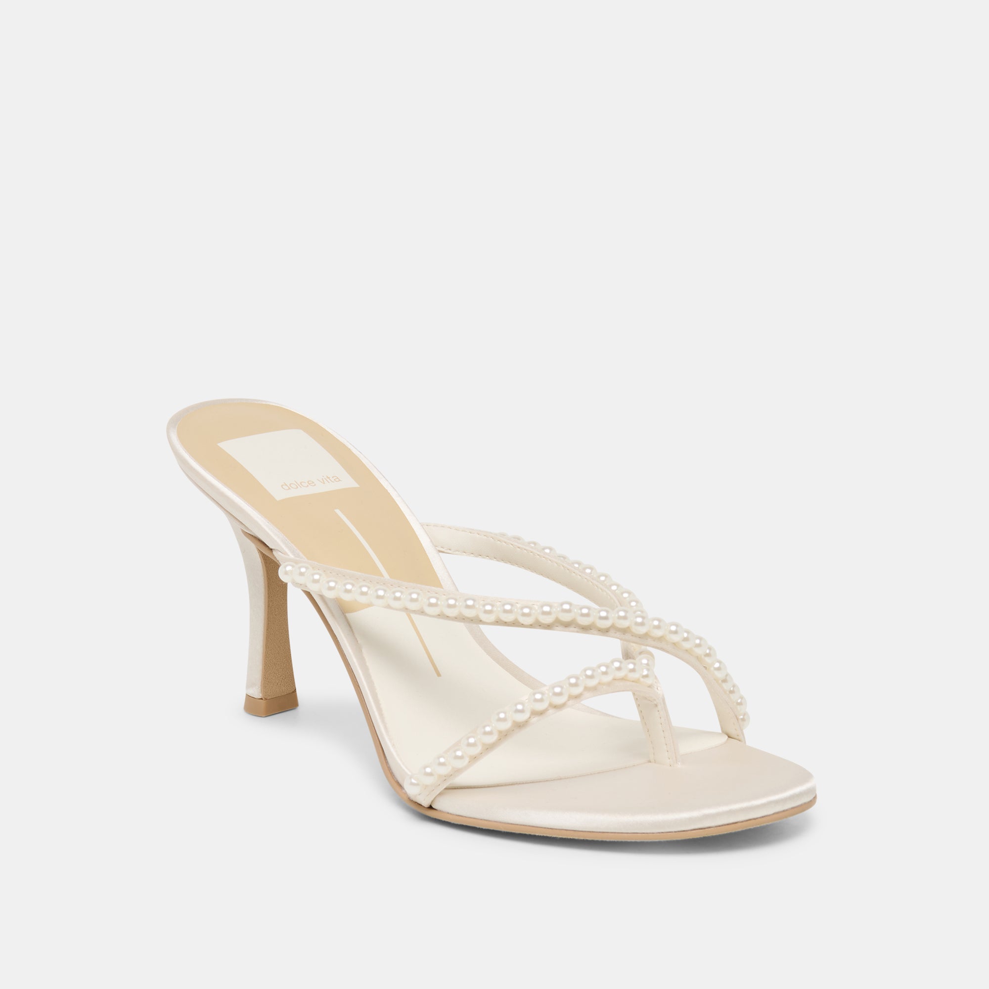 LIANO PEARL HEELS OFF WHITE SATIN - Image 3