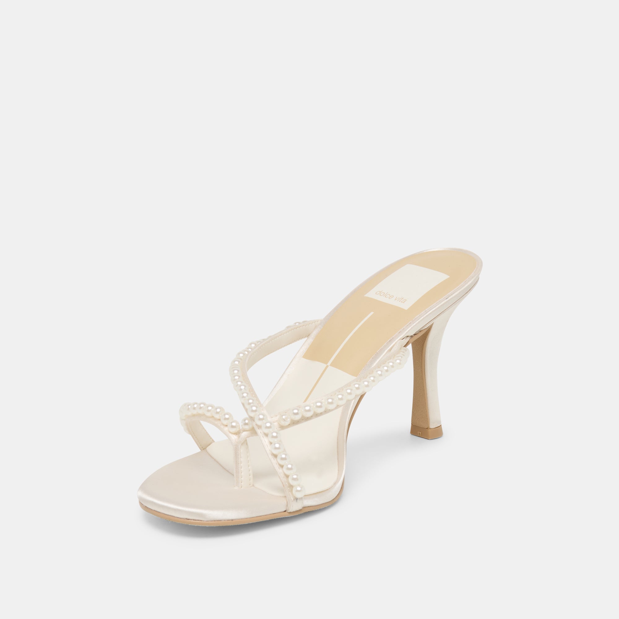 LIANO PEARL HEELS OFF WHITE SATIN - Image 7
