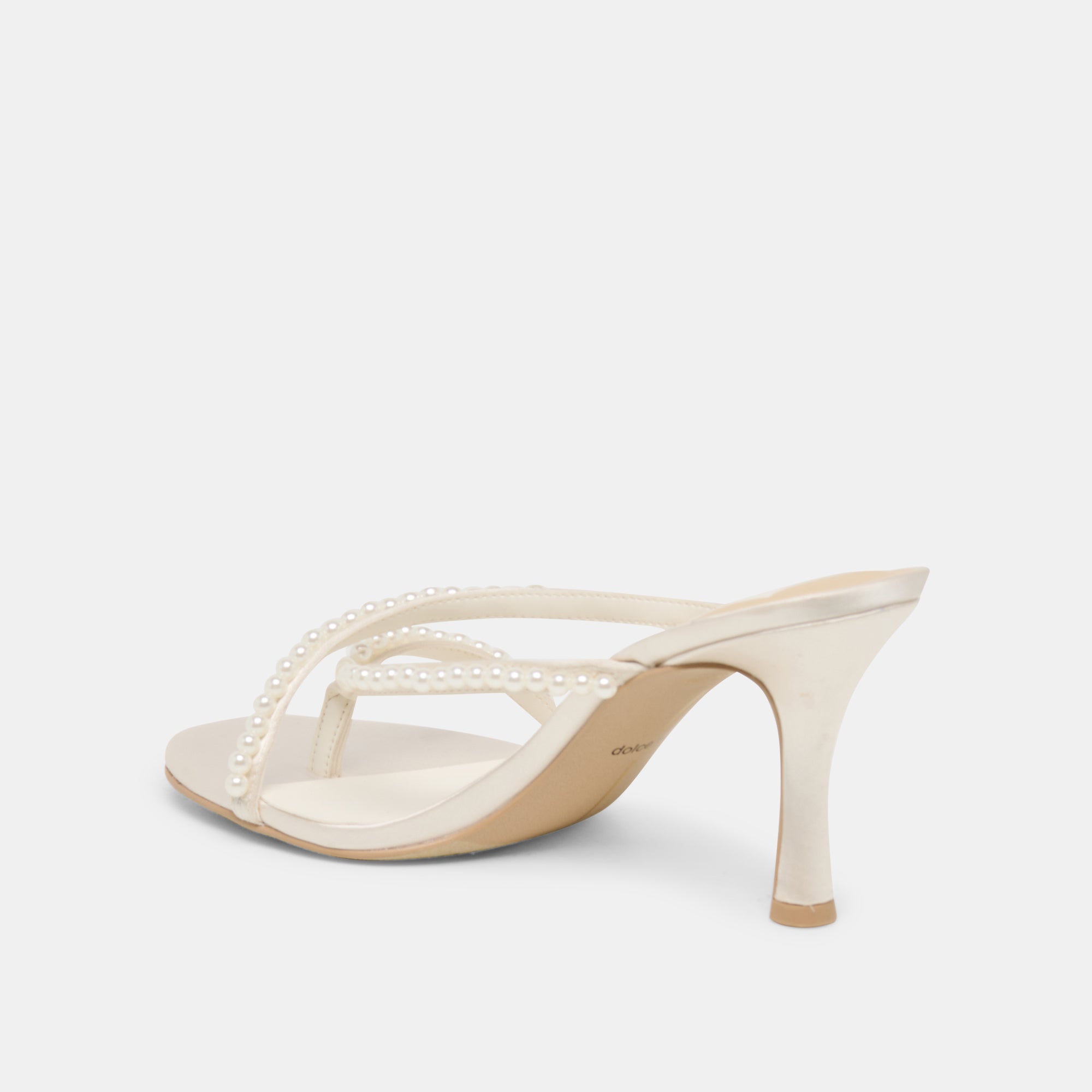 LIANO PEARL HEELS OFF WHITE SATIN - Image 9