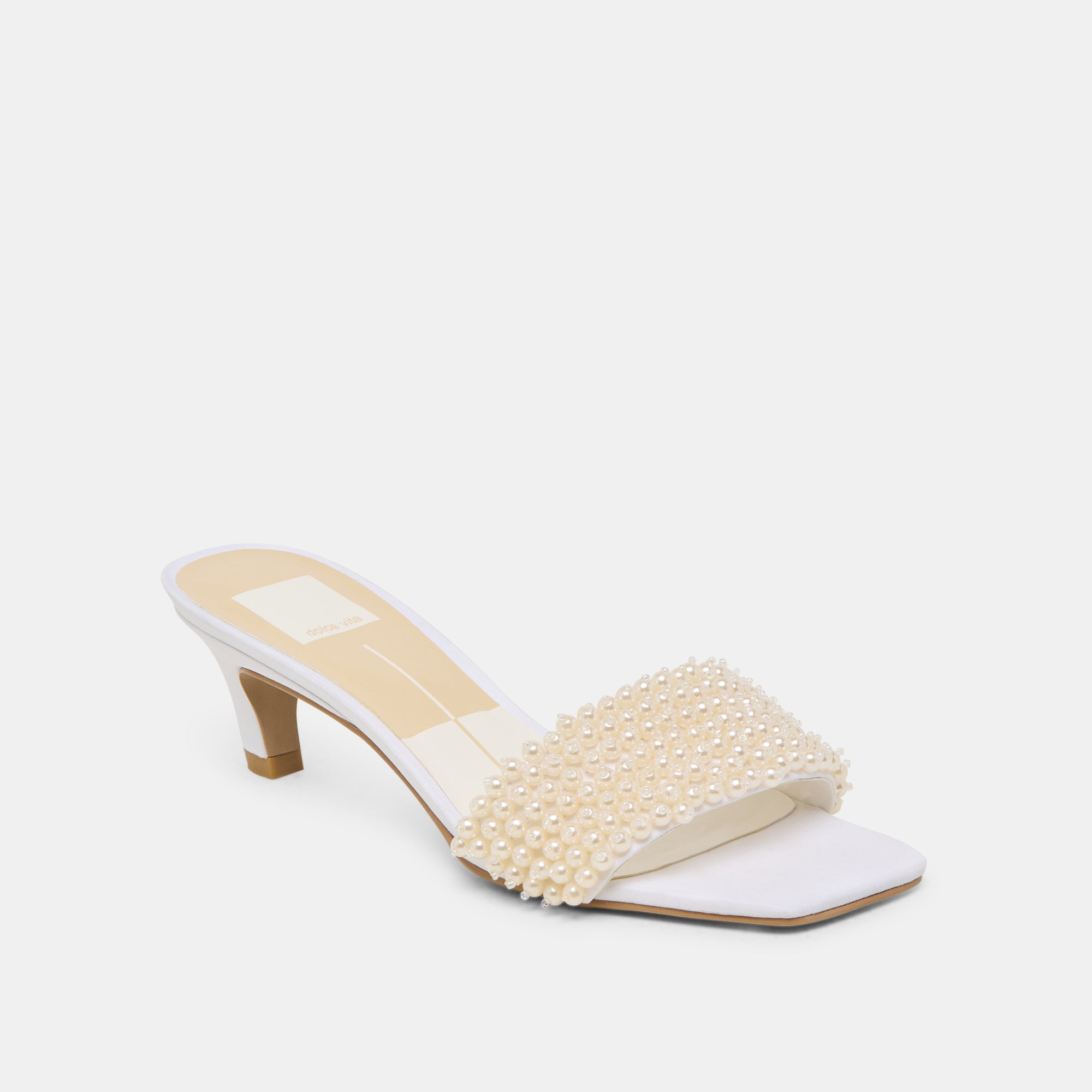 REXA PEARL HEELS OFF WHITE SATIN - Image 3