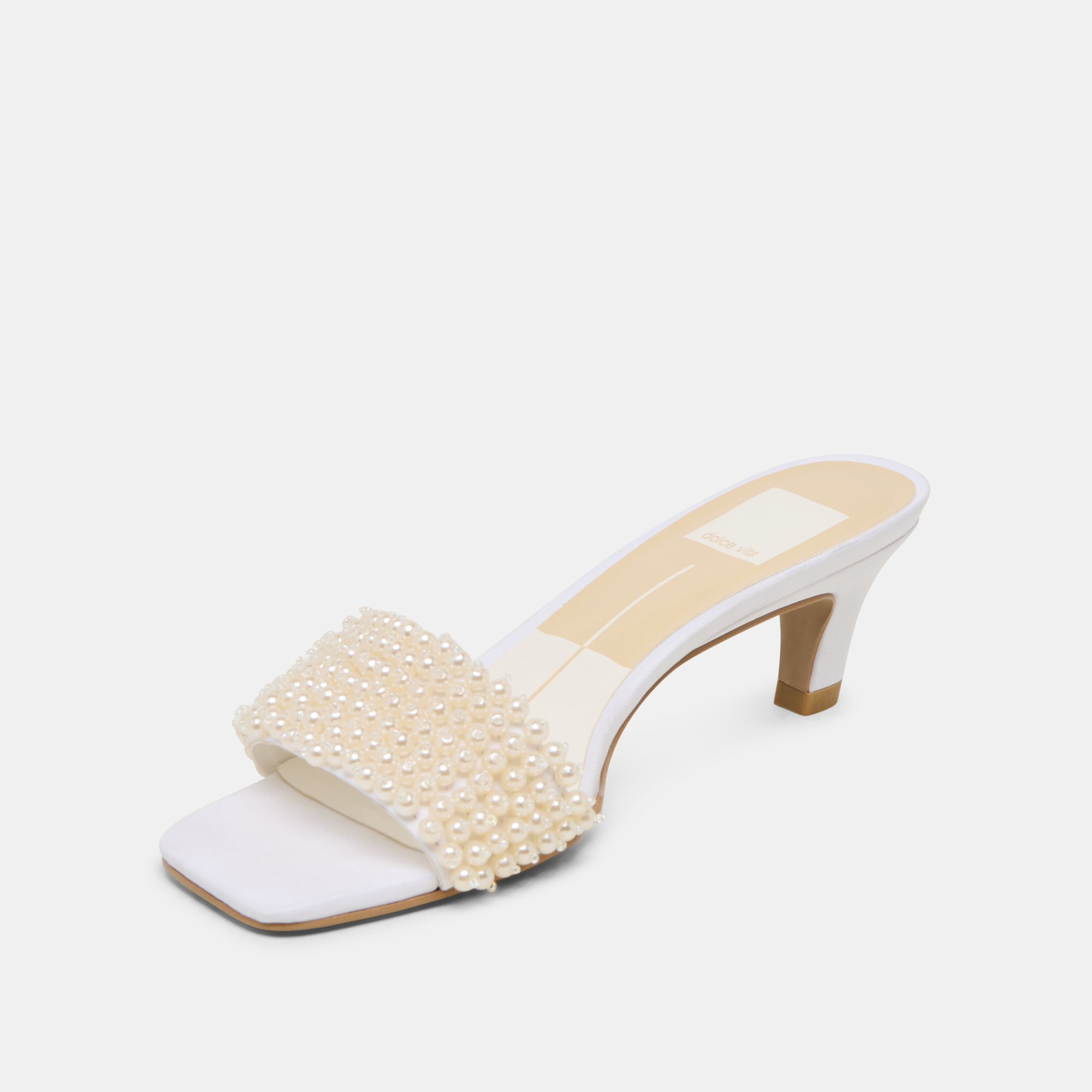 REXA PEARL HEELS OFF WHITE SATIN - Image 7