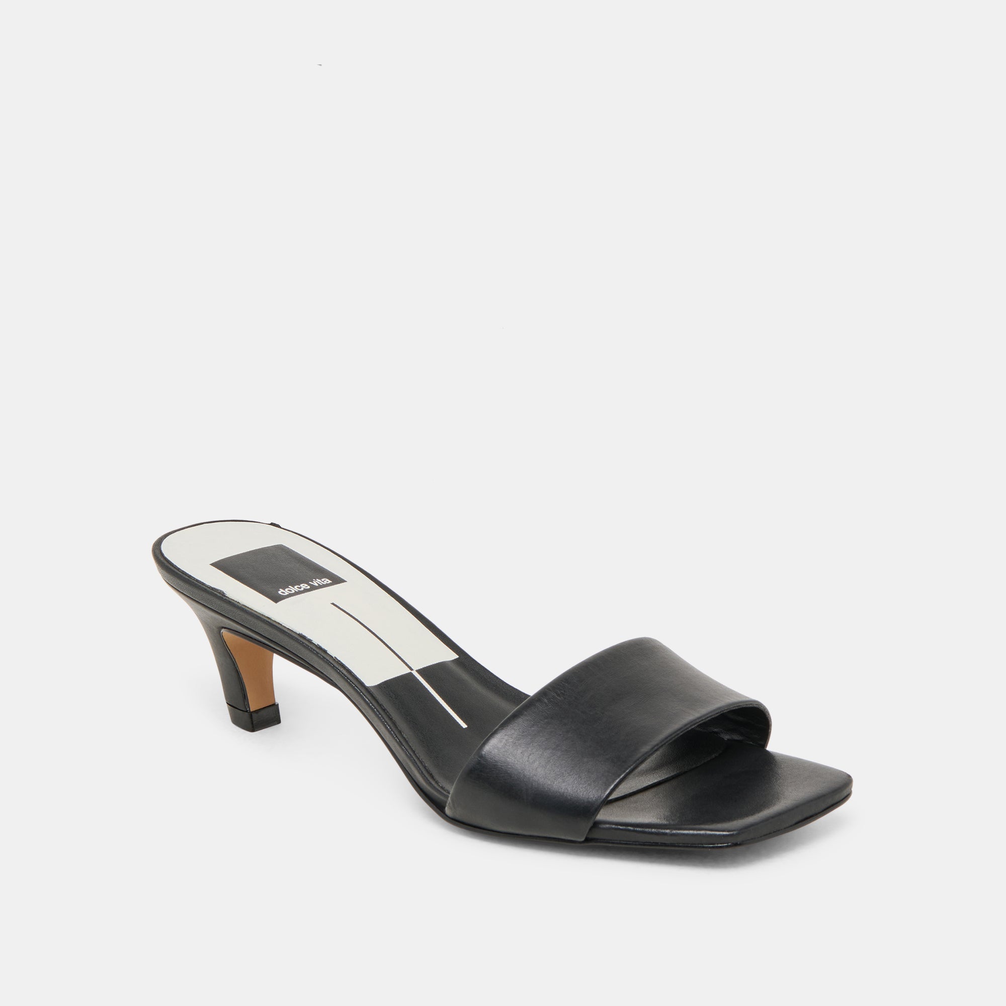 REXA WIDE HEELS BLACK LEATHER - Image 2