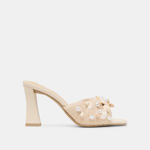 TYLAH HEELS OATMEAL BEADED RAFFIA