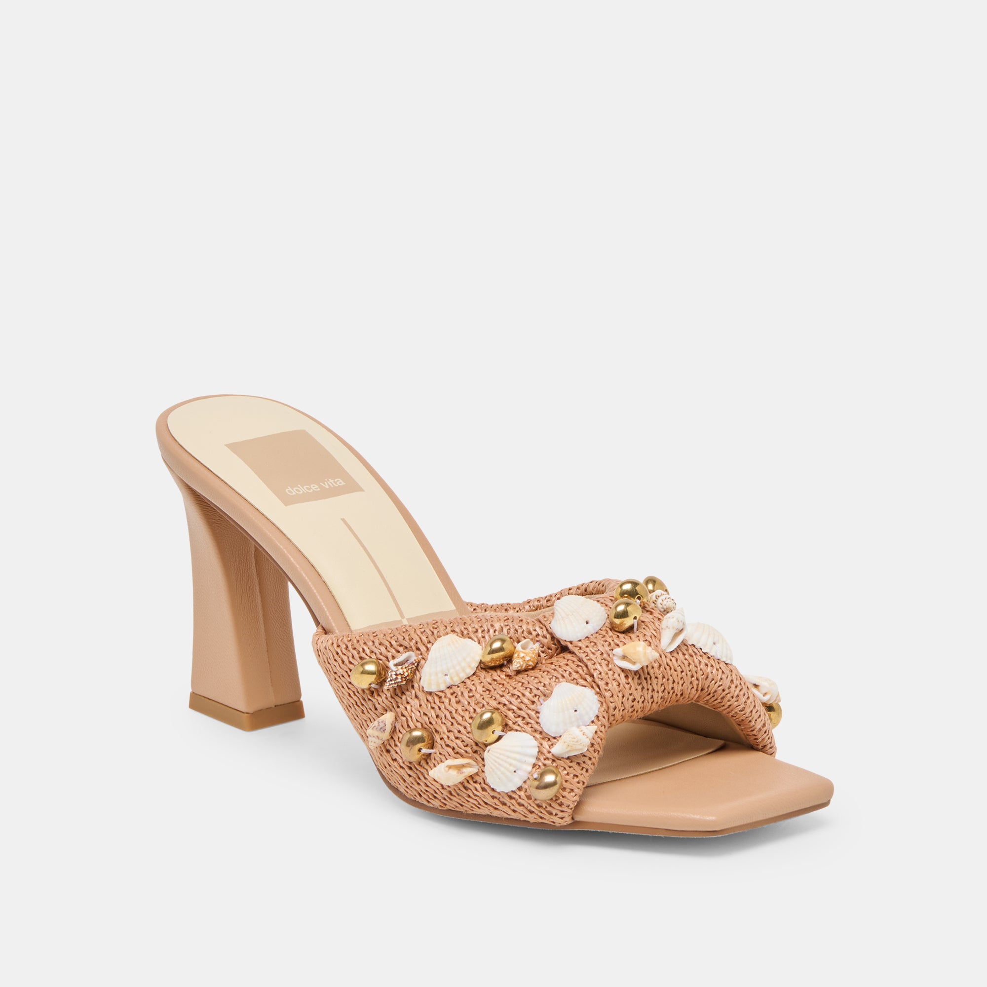 TYLAH HEELS TOFFEE BEADED RAFFIA - Image 3