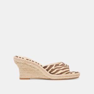 VAYA WEDGES BEIGE ZEBRA RAFFIA